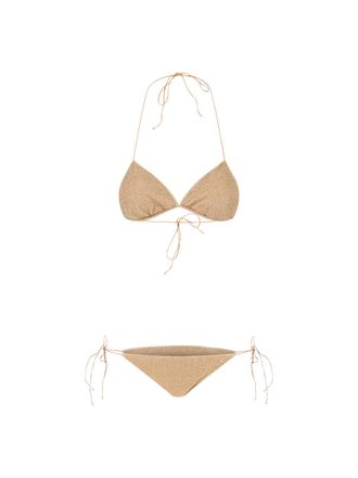 Os&eacute;ree Metallic Gold Lumi&egrave;re Fabric Bikini