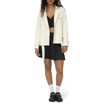 Belle & Bloom Cool Nights Cropped Trench Coat in Off White at Nordstrom, Size X-Small