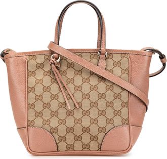 Gucci Pre-owned Womens Gg Canvas Leather Tote - Tan Textile - One Size