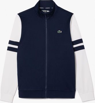 Lacoste Heren Interlock Stretch Track Jacket met rits (Marine, Wit)
