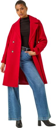 Roman Womens Quilted Premium Buttoned Coat - Red - Size 12 UK