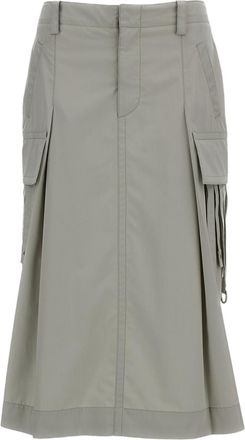 Durazzi Milano Utility-Inspired Cotton Midi Skirt with Cargo Pockets