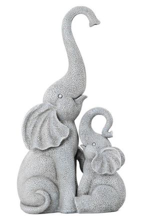 Glitzhome 18.25H Resin Mother and Baby Elephant Statue in Grey at Nordstrom, Size Medium