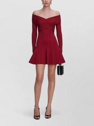 Self Portrait bardot neckline viscose knit mini dress