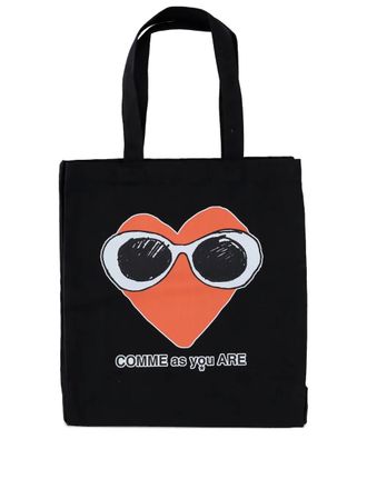 Black Score cotton tote bag - men - Cotton - OS