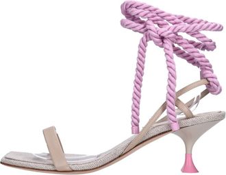 3Juin Sandalen Beige - Dames - Sandalen met hakken - Beige - 36 EU - Leer - Schoenen