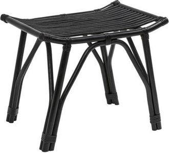 Jonathan Y Designs Gabriel Modern Bohemian Handcrafted Rattan/Teak Wood Curved Seat Accent Stool in Black at Nordstrom