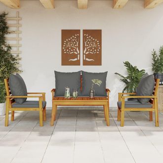 vidaXL Set De Muebles De Jard&iacute;n 4 Pzs Y Cojines Madera Maciza Acacia Vidaxl