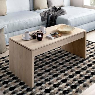 Dmora Mesa De Centro Da Salotto Cuar, Porta Riviste Da Soggiorno Con Vano Portaoggetti, Tavolo Basso Da Caff&egrave; Elevabile, 102x50h43 Cm, Rovere