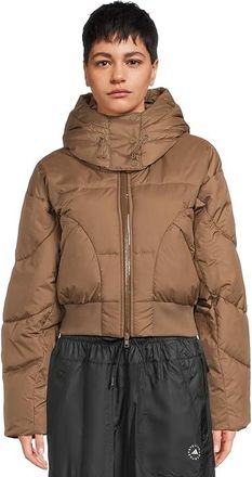 adidas by Stella McCartney Cropped Padded Winter Jacket JM3652 Womens Jacket Brown Moss : XS, Polyester