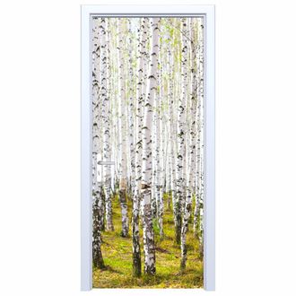 OEM Adhesivo De Tela Para Puerta Con Dise&ntilde;o De Bosque De Abedules 550pd