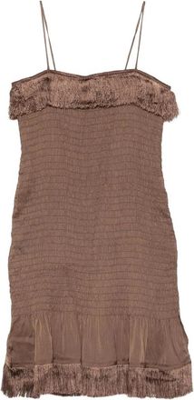 By Malene Birger Short Dresses, female, Brown, 3XS, Valia Fringed Mini Dress