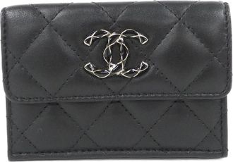 Chanel Black Leather Wallet (Tri-Fold) (Pre-Owned)