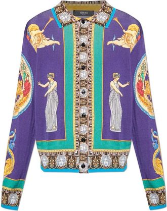 Versace Truien & Vesten, Heren, Paars, L, Zijden vest met print