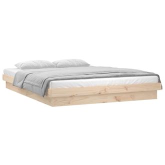 vidaXL Vidaxl - Estructura De Cama Led Sin Colch&oacute;n Madera Maciza 140x190 Cm