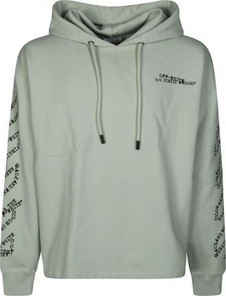 Off-white Muted Light Grey Green Graphic Hoodie
