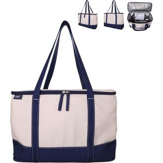 Lands End Rectangular Large Cooler Bag Insulated 8 Gal, Canvas Soft Cooler with Tote Handles and Zip Closure in Navy at Nordstrom