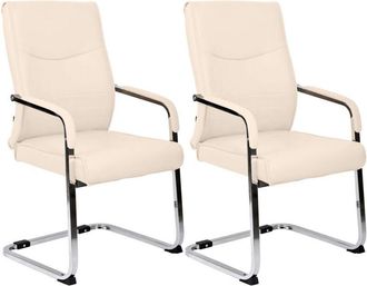 Clp Set De 2 Sillas De Visita Hobart Crema Simil Cuero