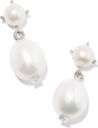 Kendra Scott Womens Eve Drop Earrings In Rhodium White Pearl