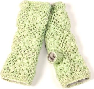 Nirvanna Designs Flower Crochet Handwarmers in Spearmint at Nordstrom