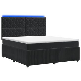 vidaXL Letto Box Spring Led Con Materasso Nero 160 X 200 Cm Velluto Vidaxl