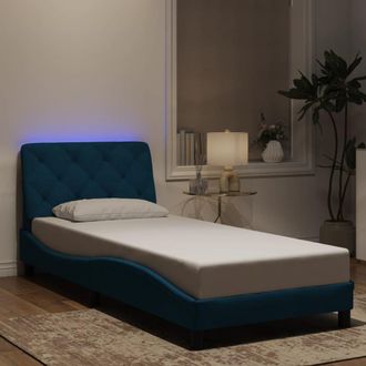 vidaXL Estructura Cama Con Luces Terciopelo Azul 90x190 Cm Vidaxl