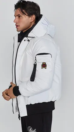 Siksilk Chaqueta bomber blanca para hombre SikSilk S