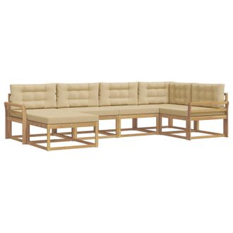 vidaXL Conjunto De Sof&aacute;s De Exterior Con Coj&iacute;n 5 Pcs Y Beige Poli&eacute;ster Vidaxl
