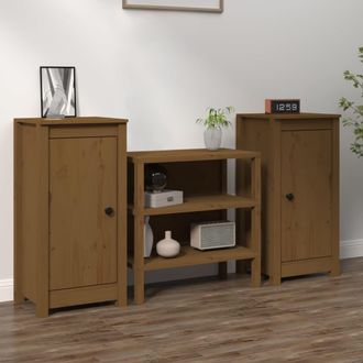 vidaXL Vidaxl - Aparadores 2 Uds Madera Maciza De Pino Marr&oacute;n Miel 39x35x80 Cm