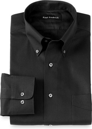 Paul Fredrick Tailored Fit Non-iron Cotton Pinpoint Solid Button Down Collar Dress Shirt