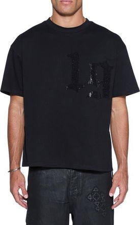 Ksubi Stardom Ekcess Oversize Crystal Embellished Cotton T-Shirt in Black at Nordstrom, Size Xx-Large