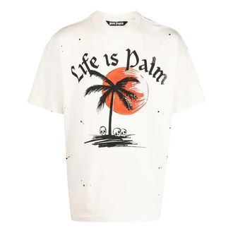 Palm Angels Fw22 GD Sunset Palm Classic T-shirt White PMAA072F22JER0060310