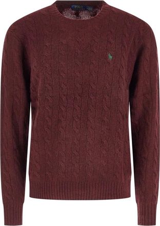 Polo Ralph Lauren Pullover van wol en kasjmier met kabels - Heren - Ronde hals truien - Rood - M - Wol - Truien & Vesten