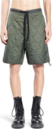 OAMC Oamc, Korte Broeken, Heren, Groen, M, Bos Nacht Combat Shorts met Quilting