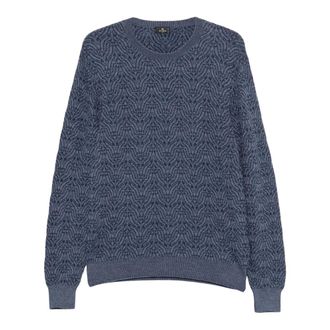 Etro Maglione Girocollo in Lana - - Knitwear - Uomo - Blu - XL