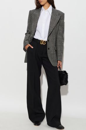 Dolce & Gabbana Wool Blazer With Single Vent, Womens, Grey