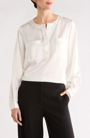 Frame Denim The Henley Crewneck Top in Cream at Nordstrom Rack, Size X-Small