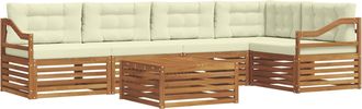 vidaXL Conjunto De Sof&aacute;s De Exterior 6 Uds. Natural Y Crema Vidaxl