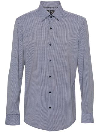 BOSS geometric-print long-sleeve shirt - Blue