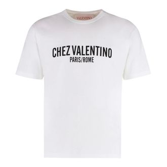 Valentino Garavani T-Shirts, male, Beige, Size: XL Cotton crew-neck T-shirt