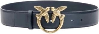 Pinko Love Birds hoge leren riem 4cm - unisex - Riemen - Blauw - XS - Leer - Accessoires