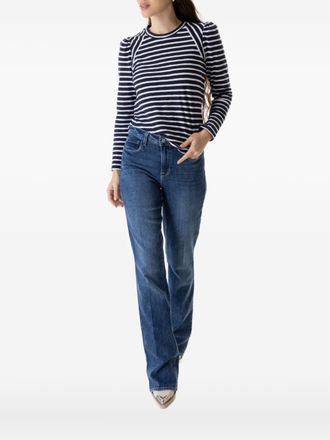 Veronica Beard raglan-sleeve striped T-shirt - women - Pima Cotton - L - Blue