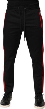 Dolce & Gabbana Rode Streep Logo Jogger Trainingsbroeken - Heren - Sweatpants - Zwart - S - Broeken