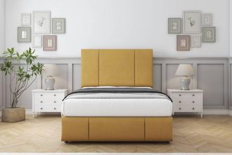 Comfort Beds Arya Plush Divan Set No Drawers-26 Headboard-Footboard in Mustard | Size: Single