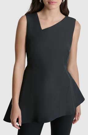 DKNY Memory Taffeta Asymmetric Hem Top in Black at Nordstrom, Size Medium