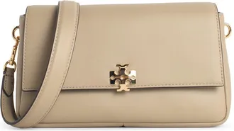 Tory Burch Tory Burch Charlie kleine su&egrave;de schoudertas van zacht cement