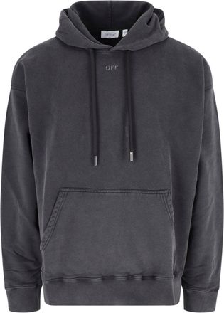 Off-white Swimming Face Black Hooded Cotton Sweatshirt