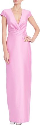 Badgley Mischka Short Sleeve Column Gown in Rose at Nordstrom, Size 10