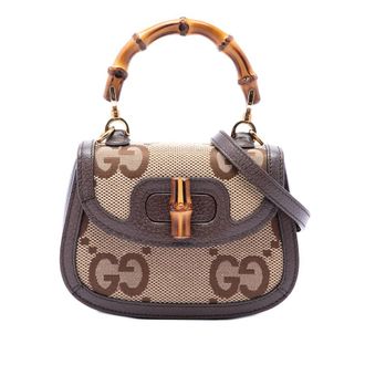 Gucci Pre-owned Gucci Mini Jumbo GG Canvas 1947 Bamboo Top Handle Bag Ladies 376ZALZP286WRYKX