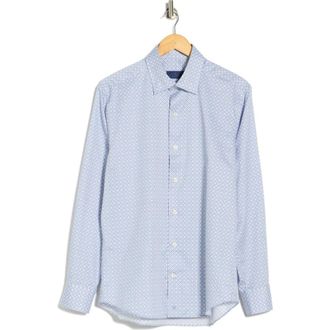 David Donahue Casual Cotton Sport Shirt in Sky/Multi at Nordstrom Rack, Size Xx-Large